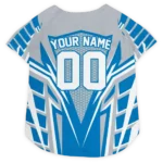Custom Detroit Football Style Dog Jersey - Armored Block Silver