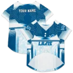 personalized-detroit-lions-hexagon-burst-blue-white-pet-jersey-best-selling.webp