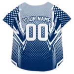 Custom Indianapolis Football Style Dog Jersey - Chevron Polka Blue