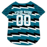 Custom Jacksonville Football Style Dog Jersey - Bolt Rows Teal and White
