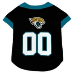 Custom Jacksonville Football Style Dog Jersey - Tuxedo Print Black and Teal