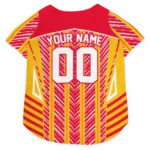 Custom Kansas City Football Style Dog Jersey - Vivid Chevron Red