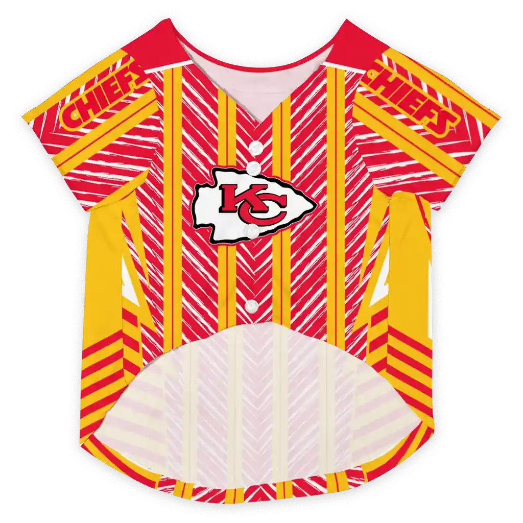 personalized-kansas-city-chiefs-vivid-chevron-red-pet-jersey-fashion-forward.webp