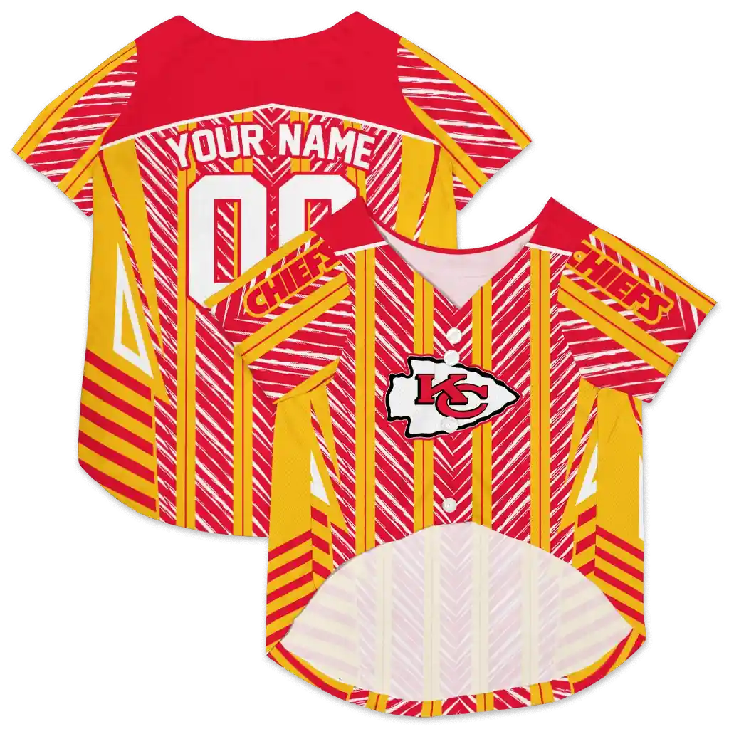 personalized-kansas-city-chiefs-vivid-chevron-red-pet-jersey-high-quality.webp