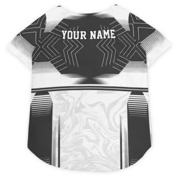 Custom Las Vegas Football Style Dog Jersey - Hexagon Burst Black and White
