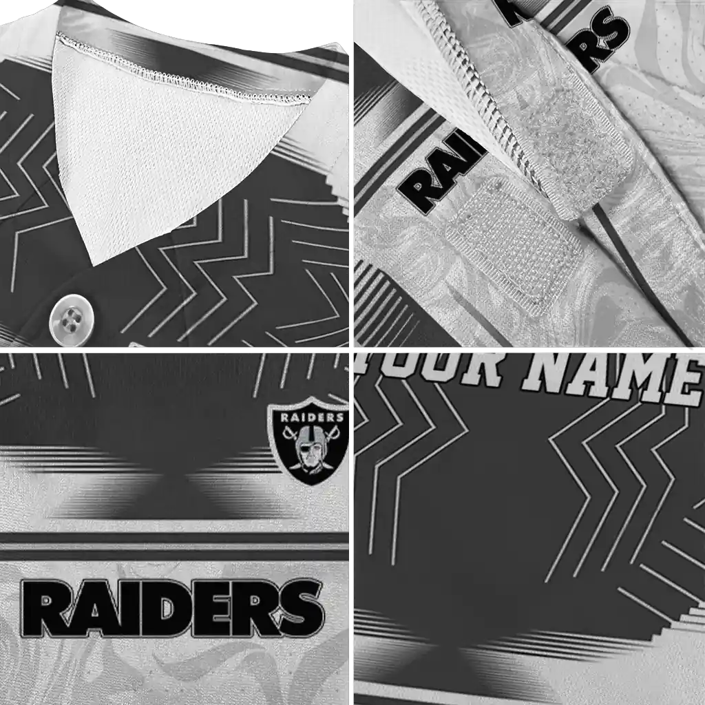 personalized-las-vegas-raiders-hexagon-burst-black-white-pet-jersey-premium-grade.webp