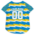 Custom Los Angeles Chargers Football Style Dog Jersey - Bolt Rows Blue and White