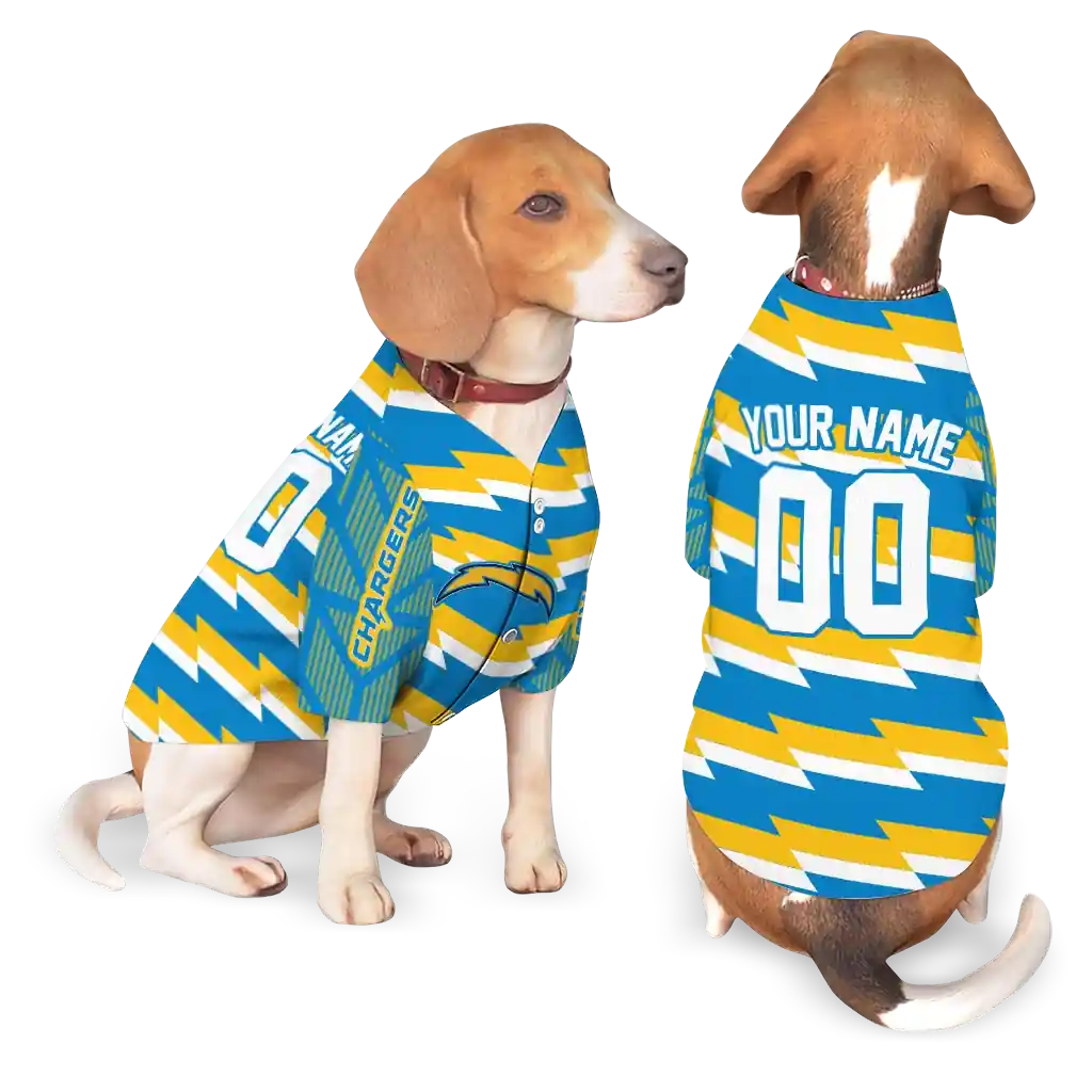 personalized-los-angeles-chargers-bolt-rows-blue-white-pet-jersey-latest-model.webp