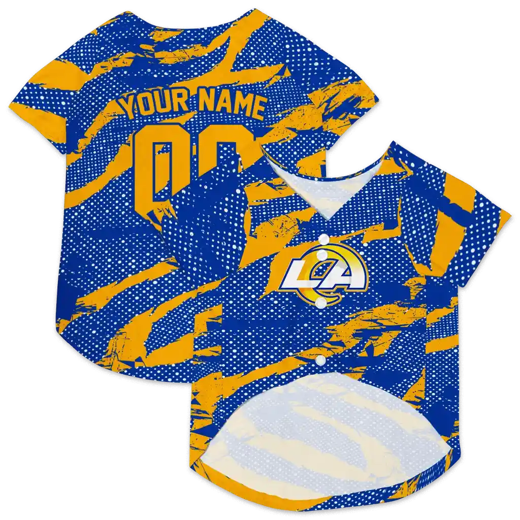 personalized-los-angeles-rams-contrast-layers-blue-pet-jersey-high-quality.webp