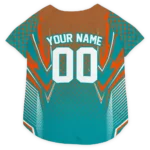 Custom Miami Football Style Dog Jersey - Chevron Polka Aqua