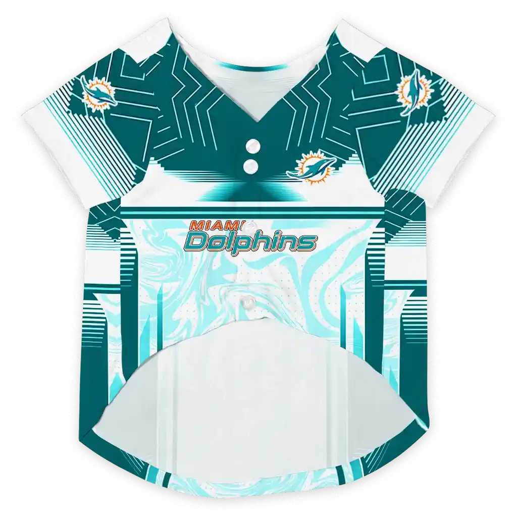 personalized-miami-dolphins-hexagon-burst-aqua-white-pet-jersey-fashion-forward.webp