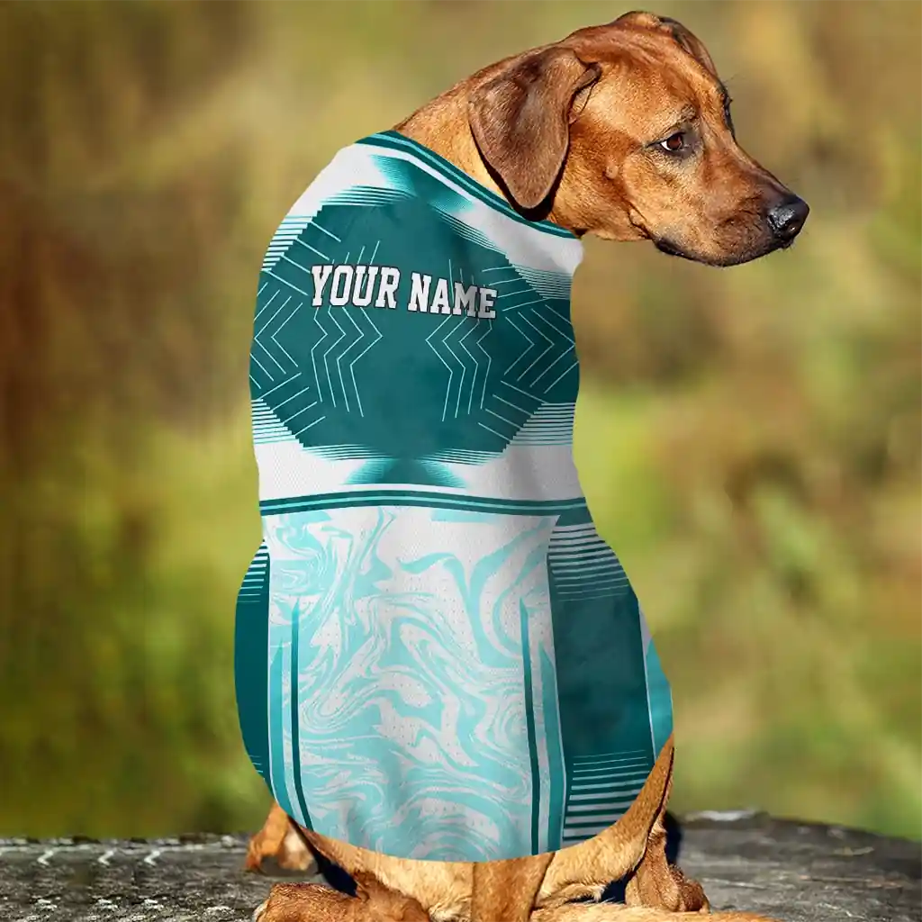 personalized-miami-dolphins-hexagon-burst-aqua-white-pet-jersey-trendy.webp