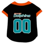 Custom Miami Football Style Dog Jersey - Tail Hem Aqua and Black