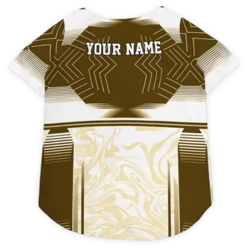Custom New Orleans Football Style Dog Jersey - Hexagon Burst Gold and White