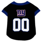 Custom New York Giants Football Style Dog Jersey - Tuxedo Print Black and Blue
