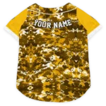 Custom Pittsburgh Football Style Dog Jersey - Daring Camo Gold