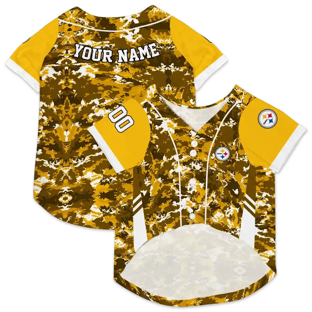 personalized-pittsburgh-steelers-daring-camo-gold-pet-jersey-high-quality.webp