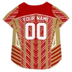 Custom San Francisco Football Style Dog Jersey - Vivid Chevron Red
