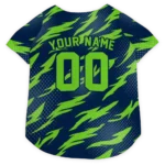 Custom Seattle Football Style Dog Jersey - Lightning Streaks Blue