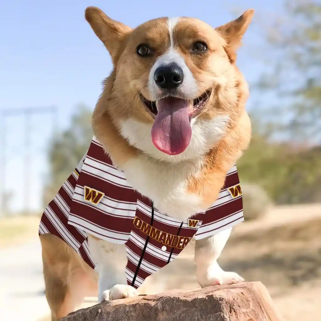 personalized-washington-commanders-button-front-burgundy-white-pet-jersey-top-rated.webp