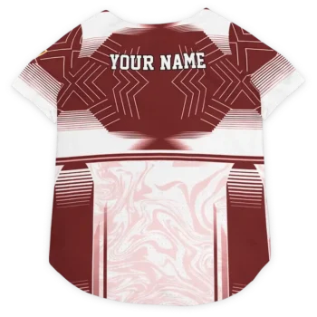Custom Washington Football Style Dog Jersey - Hexagon Burst Burgundy and White