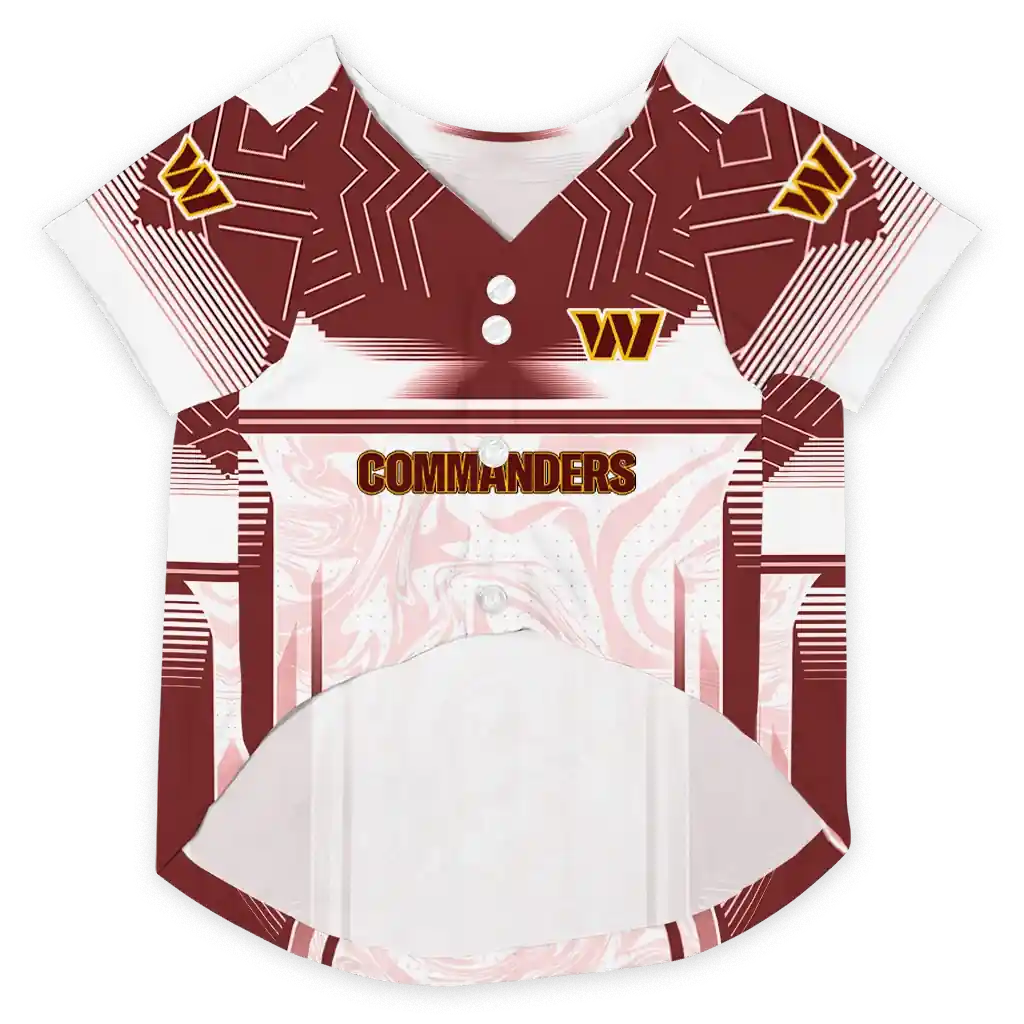 personalized-washington-commanders-hexagon-burst-burgundy-white-pet-jersey-fashion-forward.webp